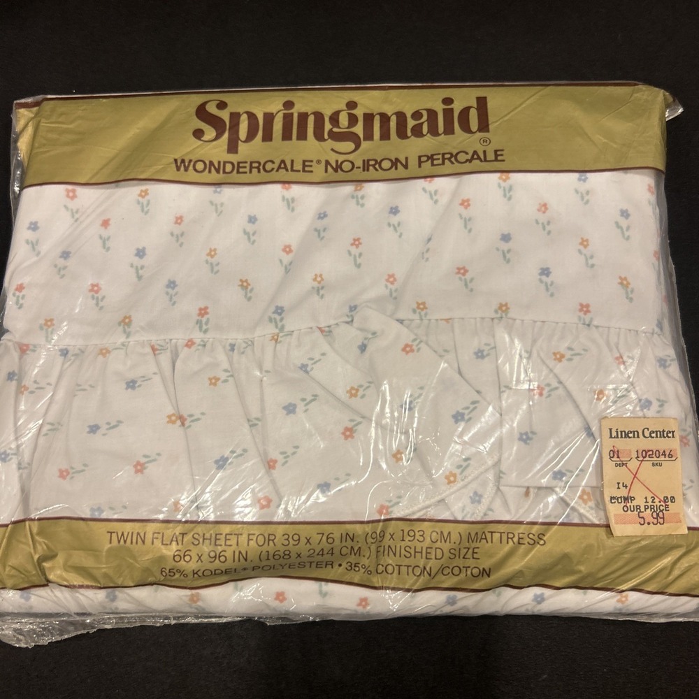 New Vintage SPRINGMAID‎ Wondercale Country Gear Field Flower Twin Flat Sheet